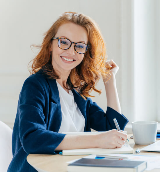 An Adamas team member working through customer records
